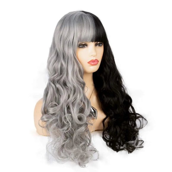 Half Black Half Gray Wig - Picture 2 of 5